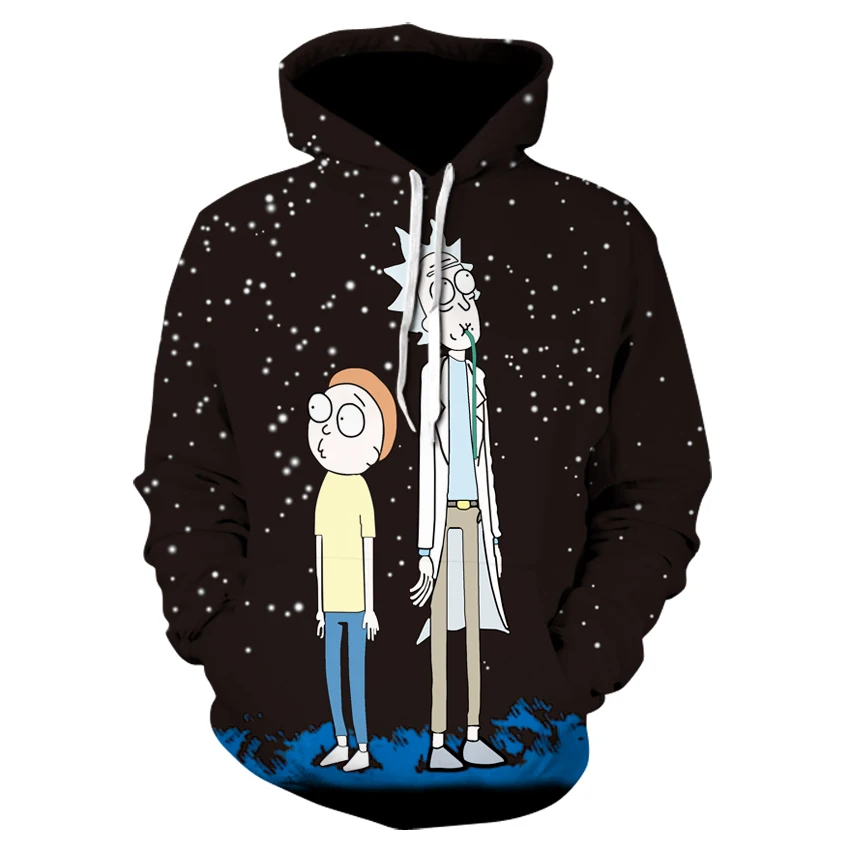 

Hooded Brand clothes 2019 New Fashion 3D Print Hoodies Cartoon black Rick And Morty Men/Women Autumn Winter Sweatshirt Pullover