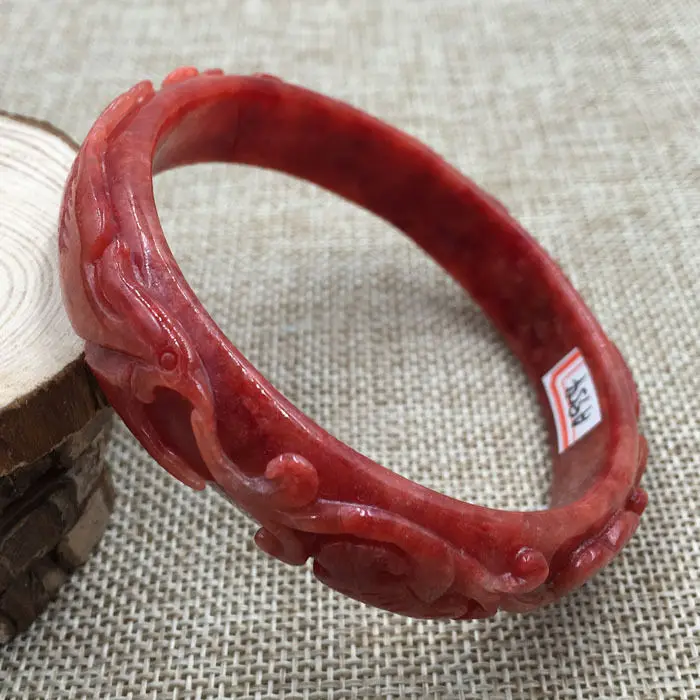 

66mm Vintage Chinese Hand-carved Beautiful Red Jadeite Jade Bracelet Bangle 954 a 5.19