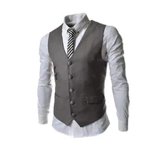Мужской модный костюм жилет боковой молнии карман украшенный Тонкий деловой повседневный мужской жилет для классического 8709
