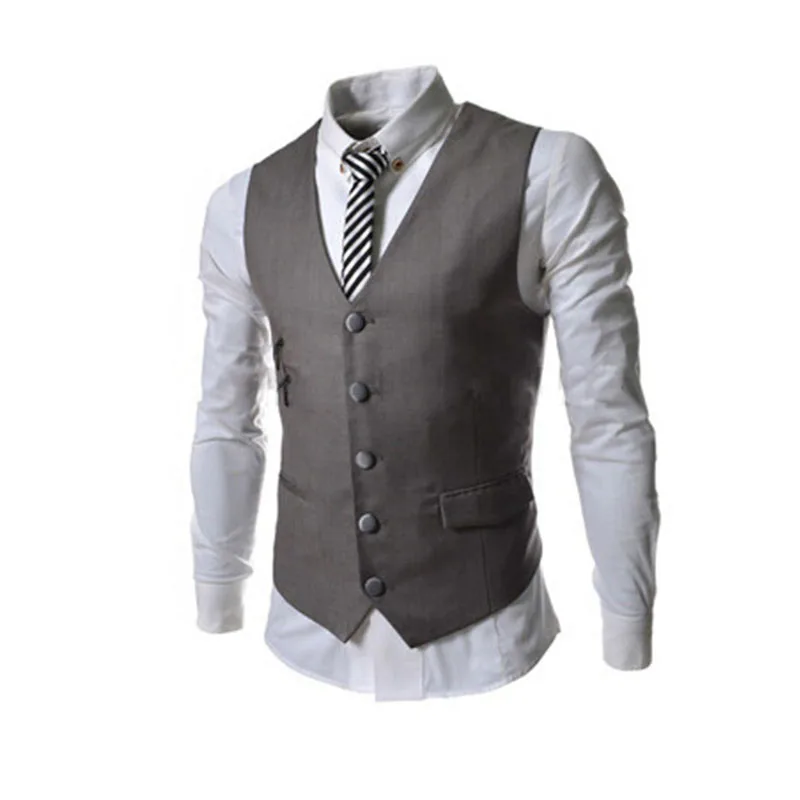 new men's fashion suit vest side zipper pocket decorated slim business ...