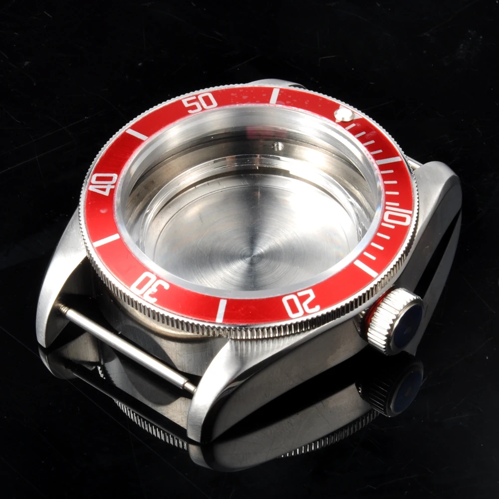 

41mm red bezel sapphire Case fit Miyota8205/8215,ETA 2836/2824 Mingzhu 2813
