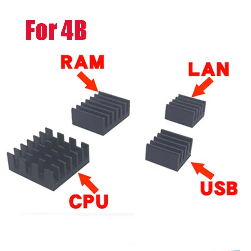 

4pcs For Raspberry Pi 4B Aluminum Heatsink Radiator Cooler Kit for Raspberry Pi 4