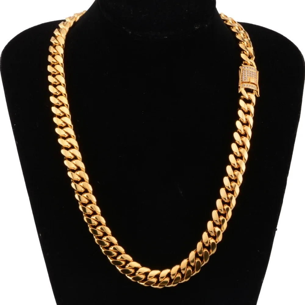 Мужская цепочка в стиле хип-хоп, модное ожерелье из нержавеющей стали, ширина 8-18 мм, длина 20-30 дюймов, кубинские цепочки в стиле Майями, мужские ювелирные изделия в стиле хип-хоп