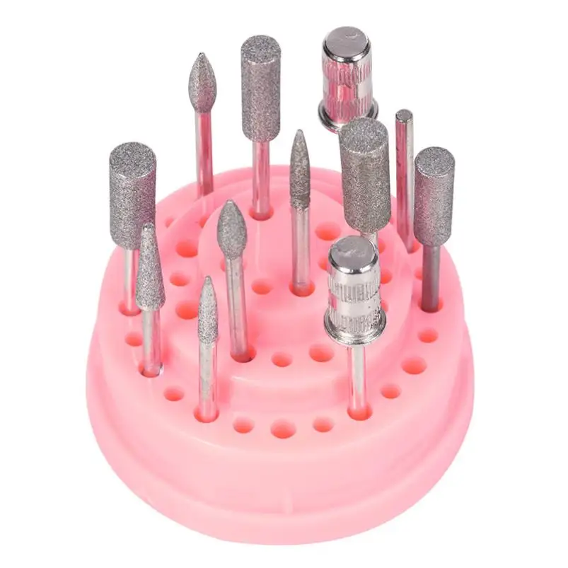 

48Hole Pink Organizer Manicure Box Displayer Nail Drill Bit Holder Stand New Arrival M20