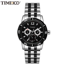 Time100 мужские часы Бизнес Кварцевые Часы Ремешок Из Нержавеющей Стали Многофункциональные часы Календарь Повседневный стиль Наручные Часы Мужчины