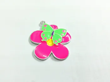 

Newest 43mm 10pcs/lot Butterfly On The Flower Enamel Pendants
