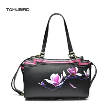 Новая женская сумка из натуральной кожи, брендовые высококачественные женские сумки из воловьей кожи с цветочным принтом, модная кожаная сумка-тоут