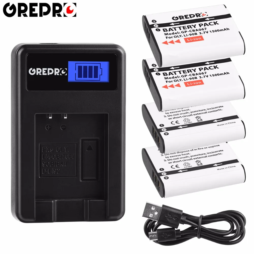 

4pcs Li-90B Li-92B Camera Li-ion Battery Li90B Li92B+LCD Charger for Olympus XZ-2 SH-50 SH-1 SP-100 Tough TG-1 TG-2 TG-3 TG-4