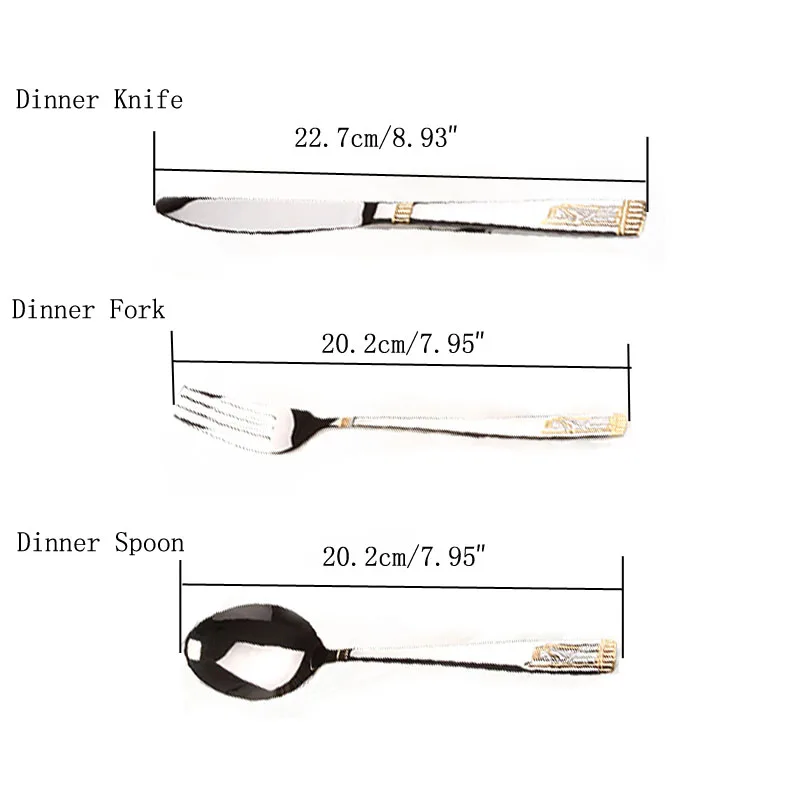 3 шт. прибор из нержавеющей стали набор покрытые столовые приборы набор посуды(1 шт. нож для ужина+ 1 шт. вилка для ужина+ 1 шт. ложка для ужина