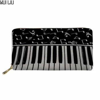 

Clutch Women Wallets Long Purse Ladies Coin Change Pocket Female Vintage Piano Pattern 3D Card Holders Money Bags black
