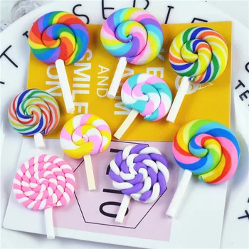 

5 Pieces Fake Lollipop Lolly Sugar-loaf Mushroom Garden Cozy Rainbow Model Small Figurine Crafts Ornament Miniatures DIY