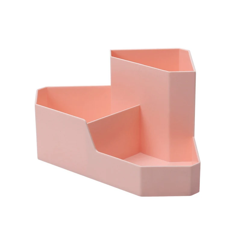 Скандинавский Настольный угловой пластиковый органайзер для косметики, контейнер для хранения косметики, домашний офис для канцтоваров и мелких предметов, коробка для украшений - Color: Pink