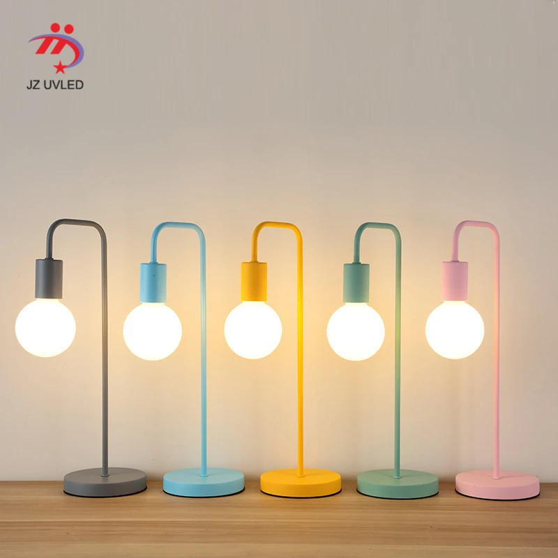 

Nordic simple girl bedroom desk learning gift table lamp bedside eye macarons color fashion creative Wood base LED table lamp
