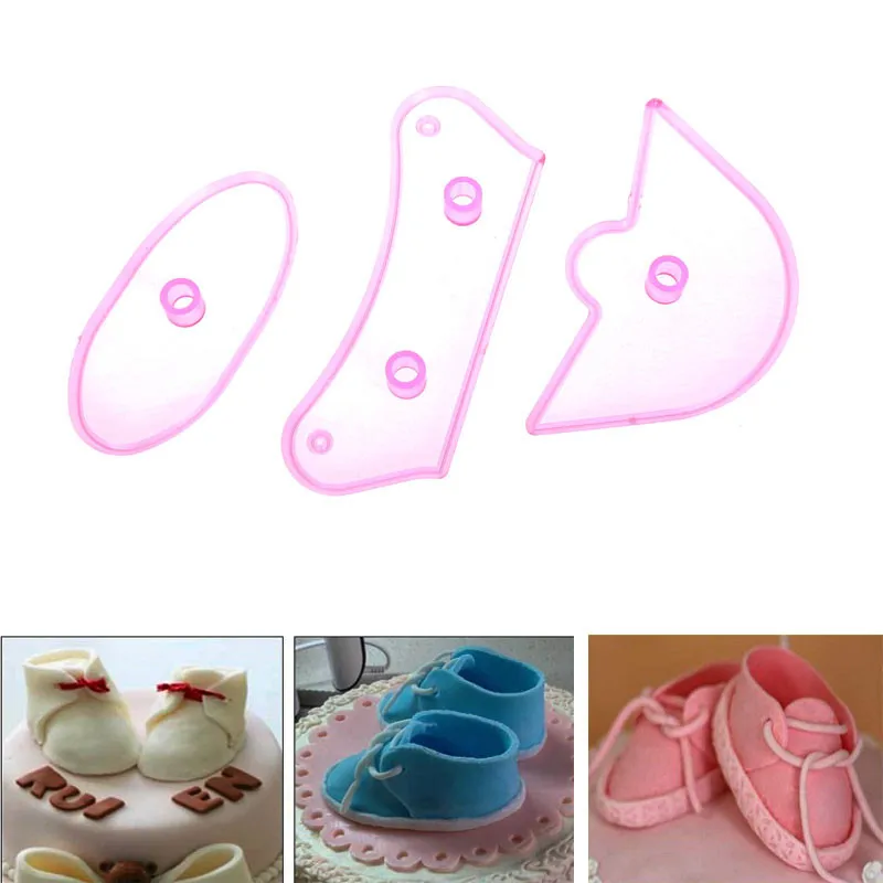 3 Pcs Creative Baby Birthday Shoe Shape Cake Mold Embosser Fondant Cookie Cutter Sugarcraft Mould Decorating Banking Tools | Дом и сад