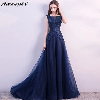 

Long Dress Elegent Prom Dresses 2018 New Sweep Train vestido de festa Plus Size vestido longo Party Dress Prom Custom Color