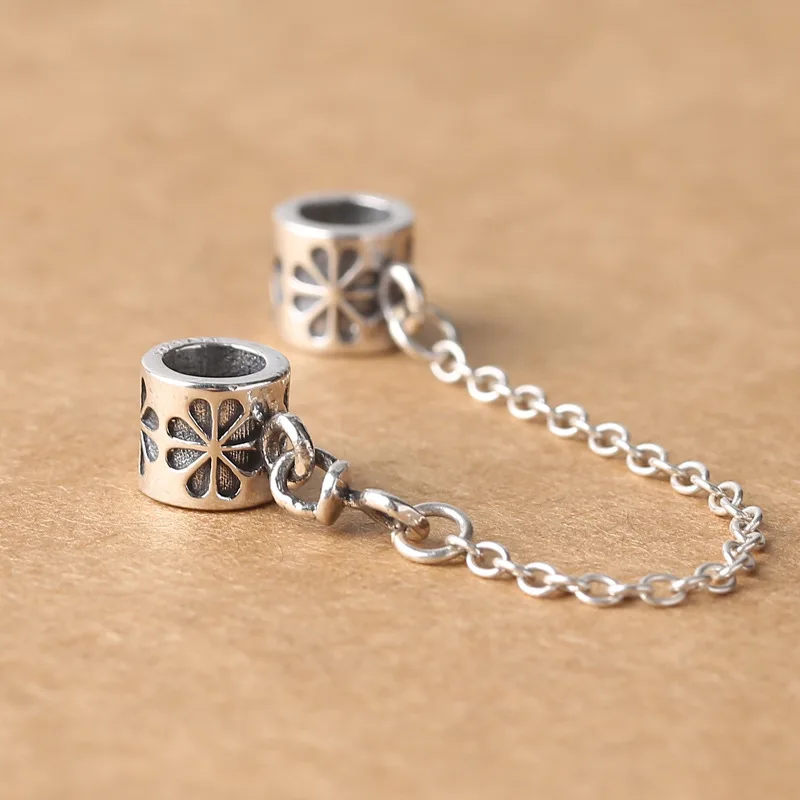 

Real 925 Sterling Silver Safety Chain Spacer Beads fit DIY Bracelets Making Jewelry Findings&Components