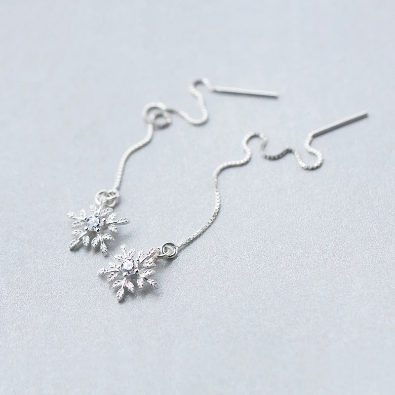 Snowflake 925 Sterling Silver Threader Earrings