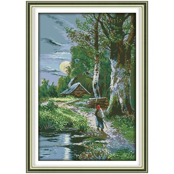 

th Sunset Counted Cross Stitch Handmade Cross Stitch 11CT 14CT Cross Stitch Sewing Kits Embroidery for Needlework