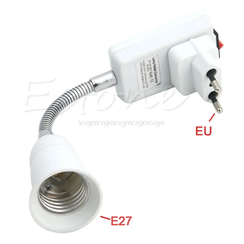 E27 светодиодный свет лампы Держатель гибкий удлинитель-адаптер с конвертером винт гнездо с США/EU/Великобритания Plug J16 19 челнока