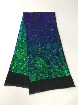 

Multi Color Sequin Lace Fabric 4.5*1.35meters 2018 African Lace Fabric With Sequins High Quality Blue Sequin Fabric For Dresses