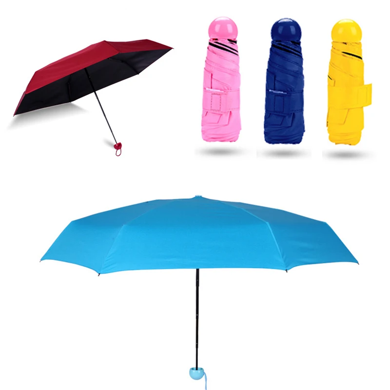 Пять складных зонтов анти-UVA зонтик прозрачный карманный мини-капсула дождевик ветрозащитные бытовые товары зонтик