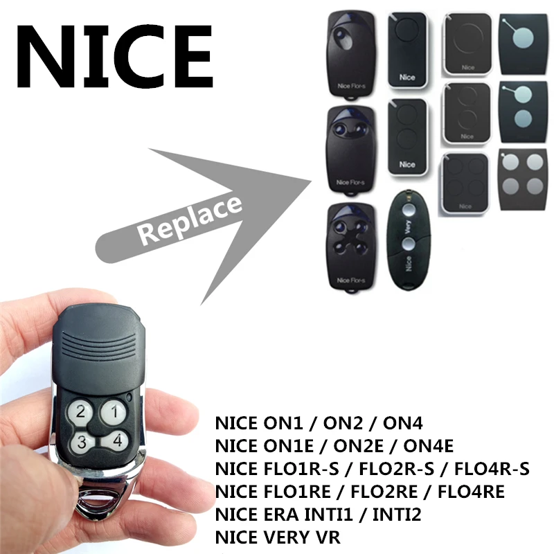 

2pcs Free Shipping compatible Nice FLO4R-S ON2E remote control 433,92Mhz Rolling code Garage Door remotes 433.92mhz