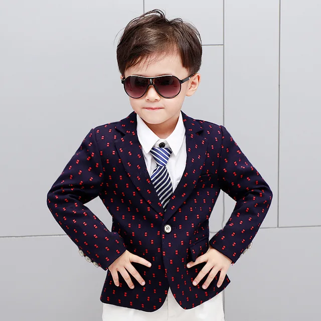New Design Boys Dots Print Blazers Kids Fashion Spring Blazer Jacket