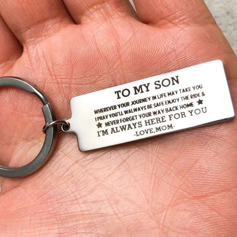 

Customized Key Hangers To My Son Fashion Jewelry For Mother Father Family Gift Custom Fashion Keyrings Stainless Steel Keychains