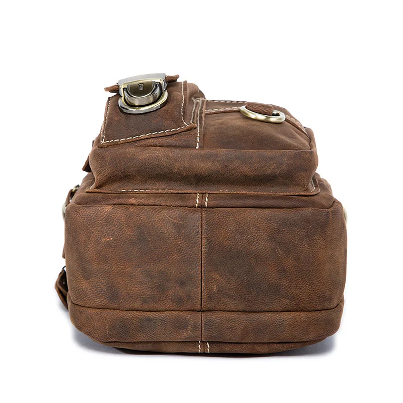 Factory Outlet Wear Crazy Horseskin Men Bags Europe and America Retro Coffee Men's Shoulder Bags Leather Crossbody Bags