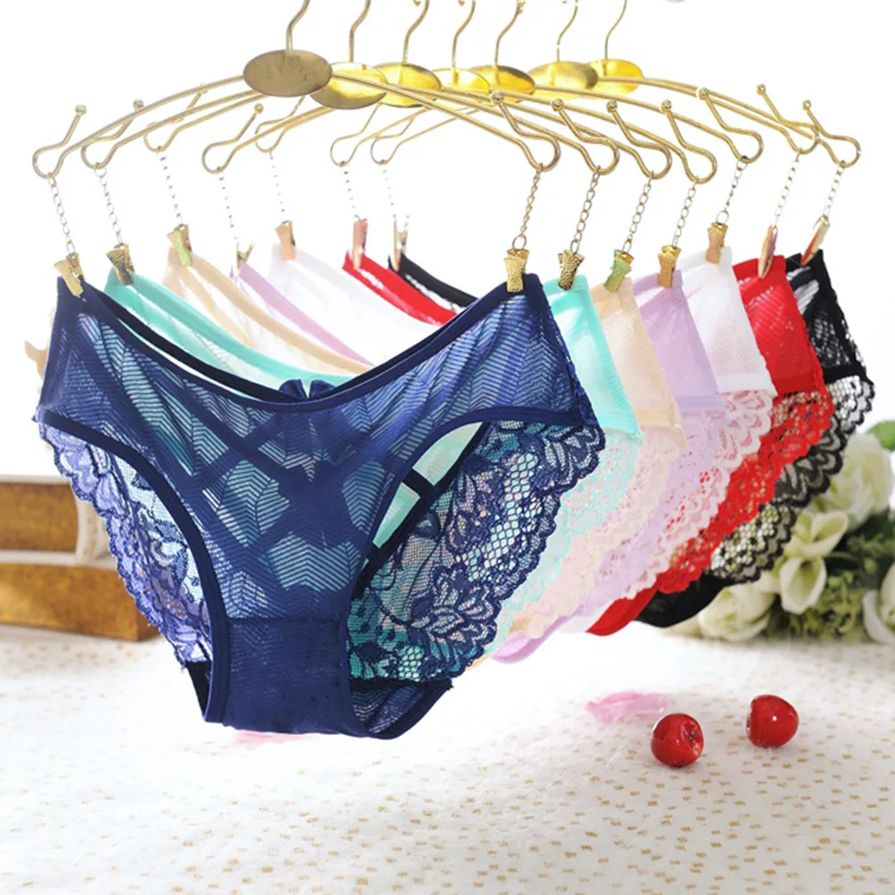Sexy Panties Women Lace Low rise Solid Sexy Briefs Female Underwear ...