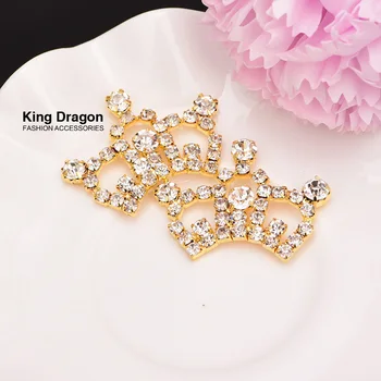 

Crystal Rhinestone Crown Embellishmet Used On Invitation Flower Center 35MM 50PCS/Lot Gold Tone Flat Back KD34