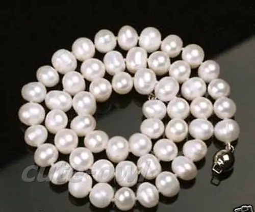 

Hot sale new Style >>>>>Genuine Natural 9-10MM WHITE CULTURED FRESHWATER PEARL NECKLACE 17-18" AA
