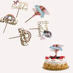 Кекс день рождения украшения инструменты Happy украшение для именинного торта Золотой Серебристый Flash торт топвечерние пер вечеринок