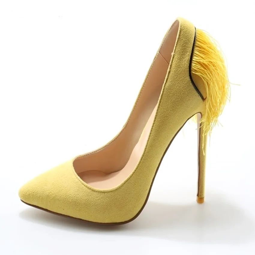 Hauts as Heel Picture 12cm Mince 10cm Haute Pointu Picture Orteil Femmes As Jaune Violet on Talons Heel Suede Profonde Chaussures À Gland Fringe Printemps Automne Slip Pompes Peu wnfq8BCp