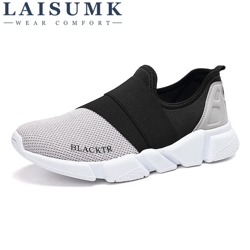 

LAISUMK Summer Black Grey Shoes Woman Sneakers Super Light Fashion Shoes Lovers Slip on Breathable Unisex Girls Walking Shoes
