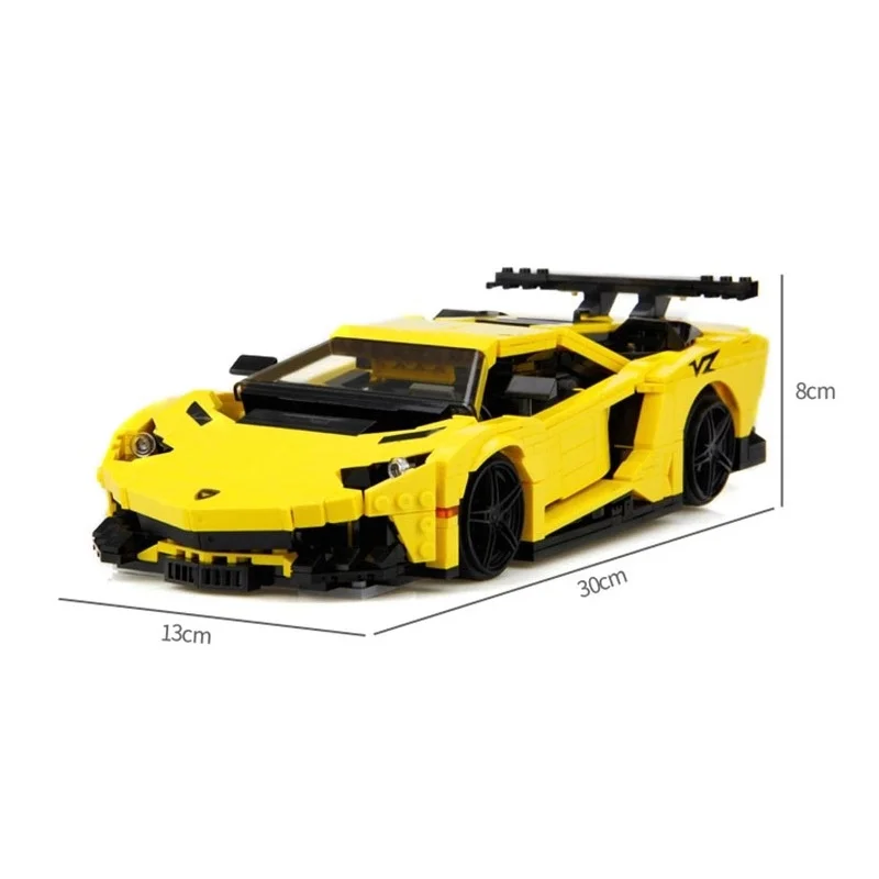 XingBao 03008 834 шт. желтая молния гоночный автомобиль Lamborghini строительные блоки