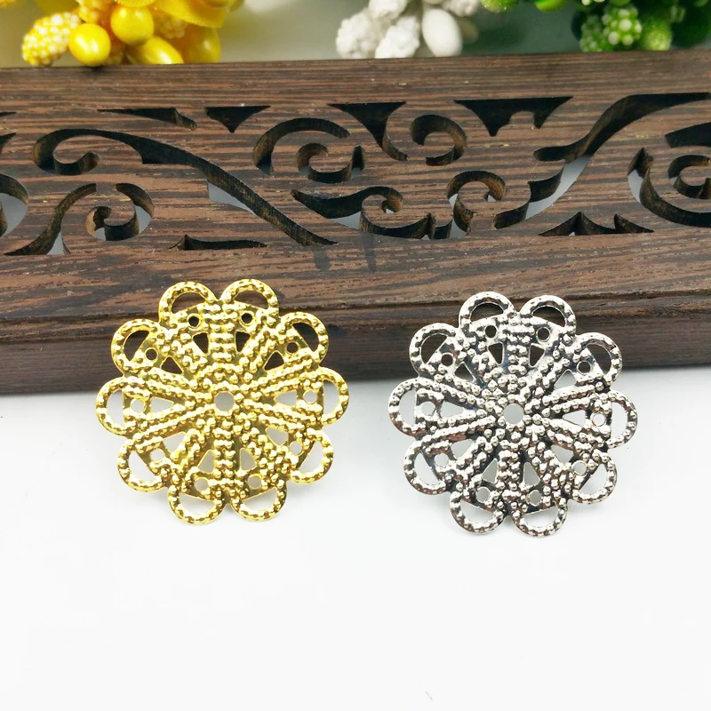 

20pcs 22mm Filigree flower Wraps Metal Charms For Embellishment Scrapbook DIY Jewelry Metal Craft Wraps