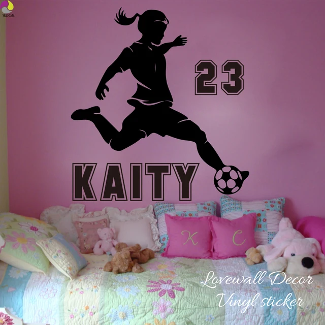 personalized soccer girl name wall sticker baby nursery girl room