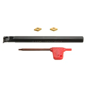 

S10K-SDUCR07 Lathe Turning Tool Holder +2 Pcs DCMT0702 Carbide Inserts With T8 For Semi-finishing/Finishing