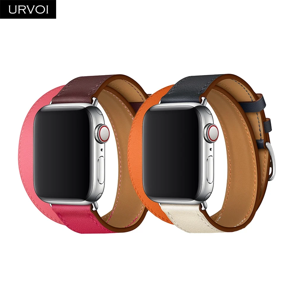 

URVOI Extra-long Double Tour band for Apple Watch series 4 3 2 1 2018 strap for iwatch swift leather loop high quality belt