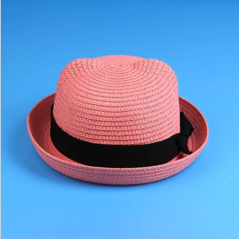 Популярная Солнцезащитная шляпа с ушками для родителей и детей, милые детские солнечные шляпы с бантом, ручная работа, женская Соломенная Кепка, пляжная шляпа с большими полями, Повседневная летняя кепка