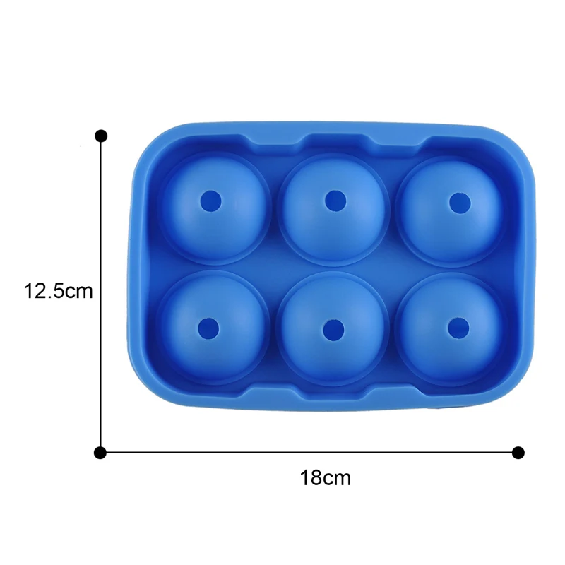 Ледогенератор круглой формы лоток кубик прессформы безопасный силиконовый 6 отверстий для вечерние, праздничные коктейли, виски инструмент украшение кухни