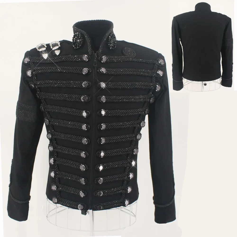 Rare MJ Michael Jackson England Style Retro Black Militray Jacket Handmade Punk Men Outerwear Tailor Made High Quality