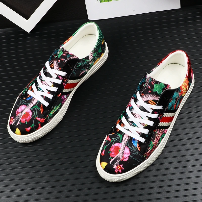 

New Men Shoes 2019 Flower Lace-up Sneakers Men sport Colorful Letter Shoes Size 38-43 Sneakers for Men 5