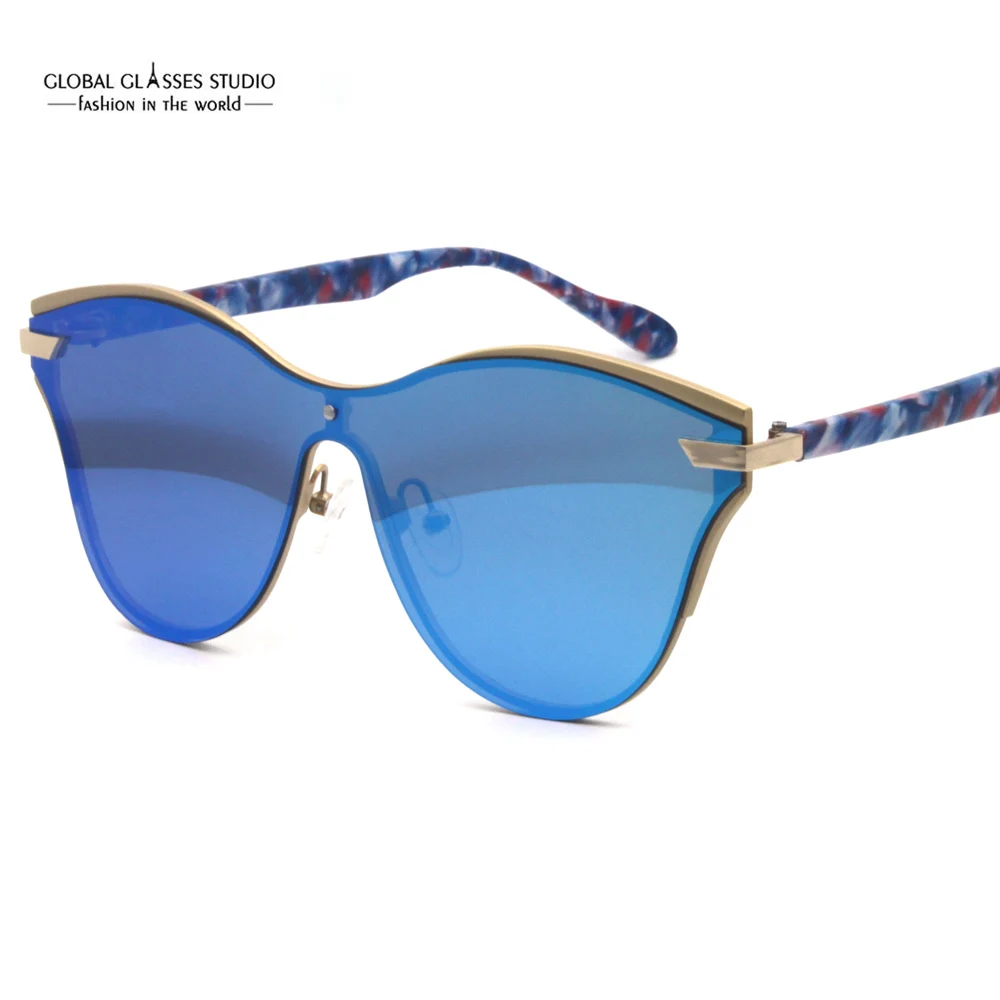 

A whole UV400 Icy Blue Lens Metal Sunglasses Blue Camouflage Temple Fashion Women Sun Glasses Street Fashion RST034
