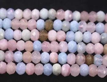 

AA Natural Faceted Morganite Stone Rondelle Beads,15 inches per strand