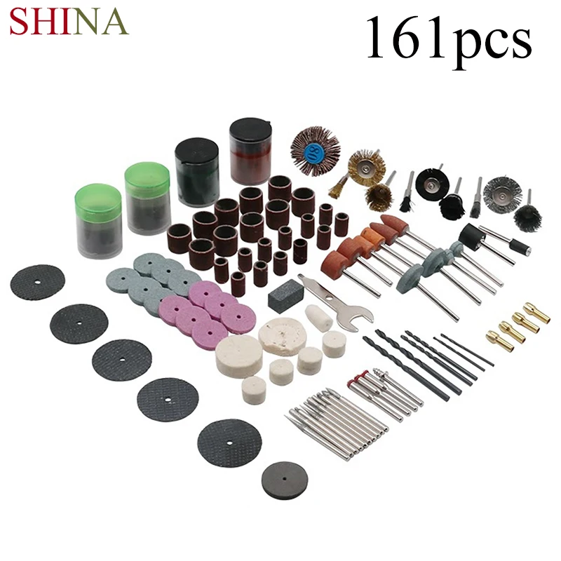 SHINA 161pcs Rotary Tool Dremel Accessories Set Sanding Grinding