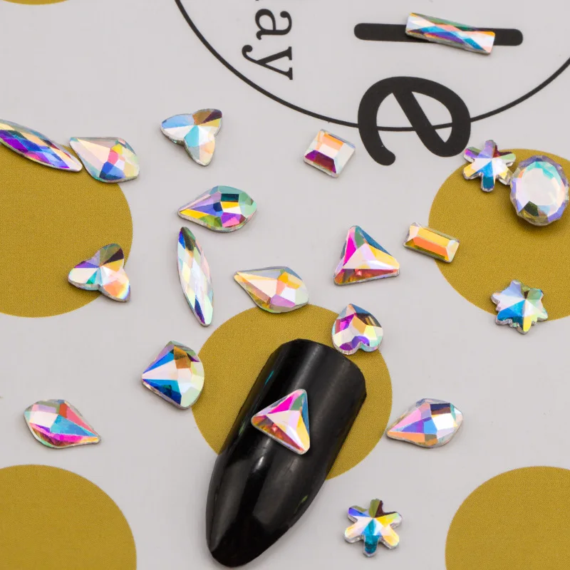 

20Pcs Flat Back Marquise Earth Facets Clear Crystal AB Acrylic Triangle Horse Eye Shape Rhinestone Nail Art Diamond DIY Decor