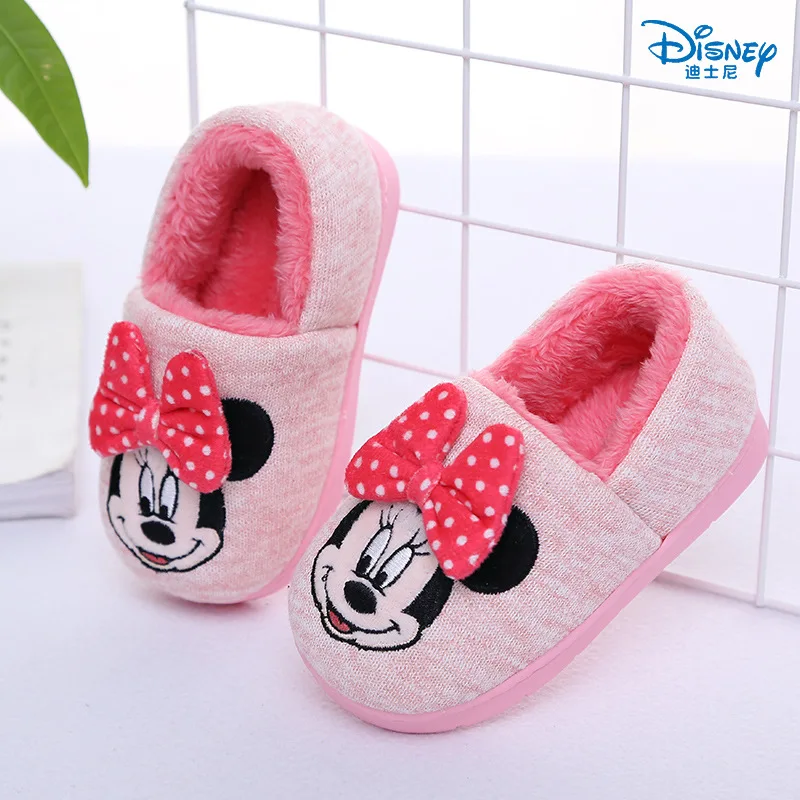 Disney 2020 зимние детские хлопковые тапочки с Микки и Минни домашние для мальчиков