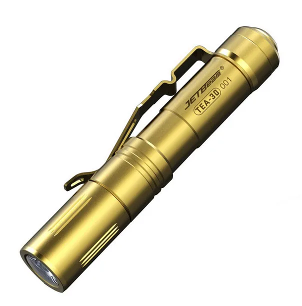 JetBeam Tea30 Limited Ed., Titanium/Gold Plated, 131 lm, Waterproof